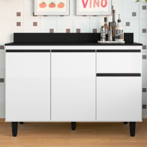 Balcao Com Tampo 3 Portas 1 Gaveta 120 cm Canada Branco RUDK