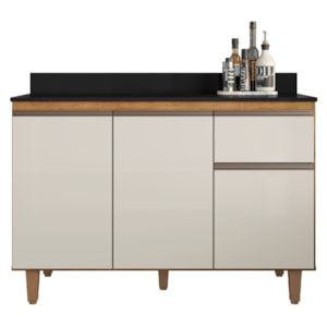Balcao Com Tampo 3 Portas 1 Gaveta 120 cm Canada Cedro Areia RUDK