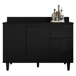 Balcao Com Tampo 3 Portas 1 Gaveta 120 cm Canada Preto RUDK
