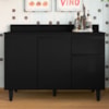 Balcao Com Tampo 3 Portas 1 Gaveta 120 cm Canada Preto RUDK