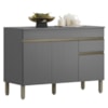 Balcao Com Tampo 3 Portas 1 Gaveta 120 cm Line Gris KTP