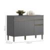 Balcao Com Tampo 3 Portas 1 Gaveta 120 cm Line Gris KTP