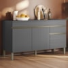 Balcao Com Tampo 3 Portas 1 Gaveta 150 cm Line Gris KTP