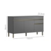 Balcao Com Tampo 3 Portas 1 Gaveta 150 cm Line Gris KTP