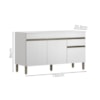 Balcao Com Tampo 3 Portas 1 Gaveta 150 cm Line Supremo KTP