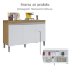 Balcao Com Tampo 3 Portas 120 cm Manu Amendoa Branco REAJL Moveis