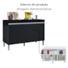 Balcao Com Tampo 3 Portas 120 cm Manu Preto REAJL Moveis