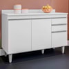 Balcao Com Tampo 3 Portas 2 Gavetas 120 cm BP Melissa Branco Eratto Moveis