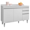 Balcao Com Tampo 3 Portas 2 Gavetas 120 cm BP Melissa Branco Eratto Moveis