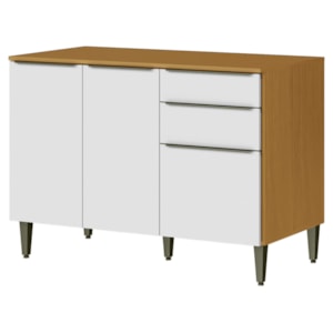 Balcao Com Tampo 3 Portas 2 Gavetas 120 cm MDF 2006806 Cinamomo Branco ARMoveis