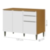 Balcao Com Tampo 3 Portas 2 Gavetas 120 cm MDF 2006806 Cinamomo Branco ARMoveis