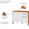 Balcao Com Tampo 3 Portas 2 Gavetas 120 cm MDF 2006806 Cinamomo Branco ARMoveis