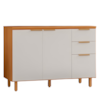 Balcao Com Tampo 3 Portas 2 Gavetas 120 cm MDF Bari Freijo Off Acetinado POLIMAN