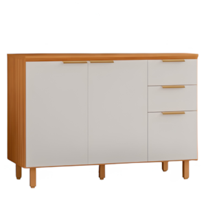 Balcao Com Tampo 3 Portas 2 Gavetas 120 cm MDF Bari Freijo Off Acetinado POLIMAN