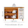 Balcao Com Tampo 3 Portas 2 Gavetas 120 cm MDF Bari Freijo Off Acetinado POLIMAN
