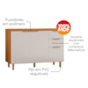 Balcao Com Tampo 3 Portas 2 Gavetas 120 cm MDF Bari Freijo Off Acetinado POLIMAN