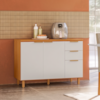 Balcao Com Tampo 3 Portas 2 Gavetas 120 cm MDF Bari Freijo Off Acetinado POLIMAN