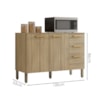 Balcao Com Tampo 3 Portas 2 Gavetas 120 cm Urbane Freijo KTP