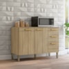 Balcao Com Tampo 3 Portas 2 Gavetas 120 cm Urbane Freijo KTP