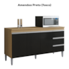 Balcao Com Tampo 3 PT 3 G 150 cm Andreia Amendoa Preto REAJL Moveis