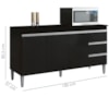 Balcao Com Tampo 3 PT 3 G 150 cm Andreia Preto REAJL Moveis