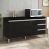 Balcao Com Tampo 3 PT 3 G 150 cm Andreia Preto REAJL Moveis