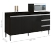 Balcao Com Tampo 3 PT 3 G 160 cm Andreia Preto REAJL Moveis