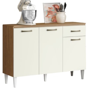 Balcao Com Tampo 3P 1G 120 cm MDP Atenas Atacama Off White ARMoveis