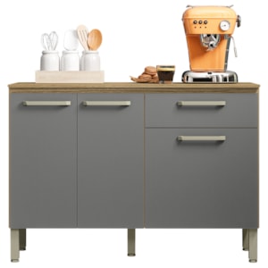 Balcao Com Tampo 3P 1G 120 cm Versalhes Freijo Gris KTP