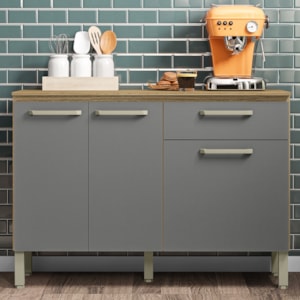 Balcao Com Tampo 3P 1G 120 cm Versalhes Freijo Gris KTP