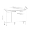 Balcao Com Tampo 3P 1G 120 cm Versalhes Nogueira Off White KTP