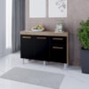 Balcao Com Tampo 3P 1G 120 cm Vitoria Savana Preto Mobbs