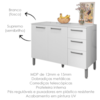 Balcao Com Tampo 3P 2G 120 cm Mad Versalhes Branco Supremo KTP