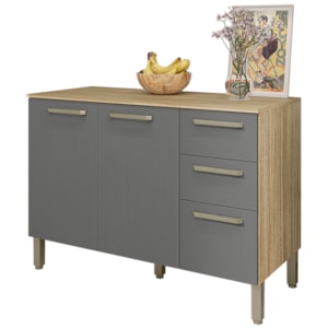 Balcao Com Tampo 3P 2G 120 cm Mad Versalhes Freijo Gris KTP Balcao Com Tampo 3P 2G 120 cm Mad Versalhes Freijo Gris KTP