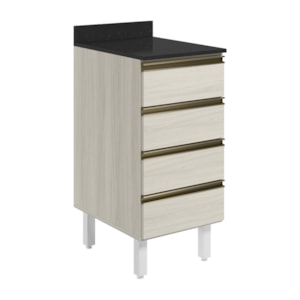 Balcao Com Tampo 4 Gavetas 40 cm MDF 16410 Bianco Toq Bianco Toq Nicioli
