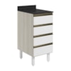 Balcao Com Tampo 4 Gavetas 40 cm MDF 16410 Bianco Toq Branco Uv Nicioli