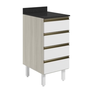Balcao Com Tampo 4 Gavetas 40 cm MDF 16410 Bianco Toq Branco Uv Nicioli