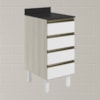 Balcao Com Tampo 4 Gavetas 40 cm MDF 16410 Bianco Toq Branco Uv Nicioli