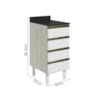 Balcao Com Tampo 4 Gavetas 40 cm MDF 16410 Bianco Toq Branco Uv Nicioli