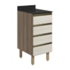 Balcao Com Tampo 4 Gavetas 40 cm MDF 16410 Carvalho Toq Bianco Toq Nicioli