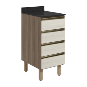 Balcao Com Tampo 4 Gavetas 40 cm MDF 16410 Carvalho Toq Bianco Toq Nicioli
