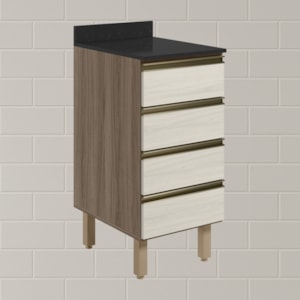 Balcao Com Tampo 4 Gavetas 40 cm MDF 16410 Carvalho Toq Bianco Toq Nicioli