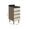 Balcao Com Tampo 4 Gavetas 40 cm MDF 16410 Carvalho Toq Bianco Toq Nicioli