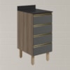 Balcao Com Tampo 4 Gavetas 40 cm MDF 16410 Carvalho Toq Chumbo Nicioli