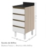 Balcão Com Tampo 4 Gavetas MDF 40 cm Kali 1641022 Bianco TOQ Branco Nicioli