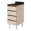 Balcão Com Tampo 4 Gavetas MDF 40 cm Kali 1641022 Bianco TOQ Nicioli