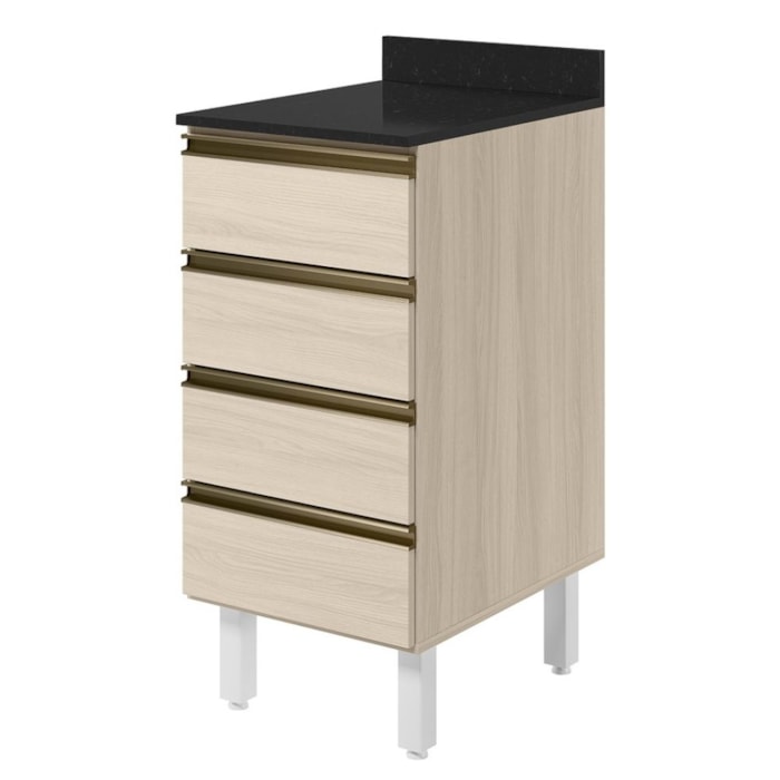 Balcão Com Tampo 4 Gavetas MDF 40 cm Kali 1641022 Bianco TOQ Nicioli