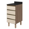 Balcão Com Tampo 4 Gavetas MDF 40 cm Kali 1641022 Carvalho TOQ Bianco Nicioli