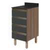 Balcão Com Tampo 4 Gavetas MDF 40 cm Kali 1641022 Carvalho TOQ Chumbo Nicioli