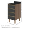 Balcão Com Tampo 4 Gavetas MDF 40 cm Kali 1641022 Carvalho TOQ Chumbo Nicioli